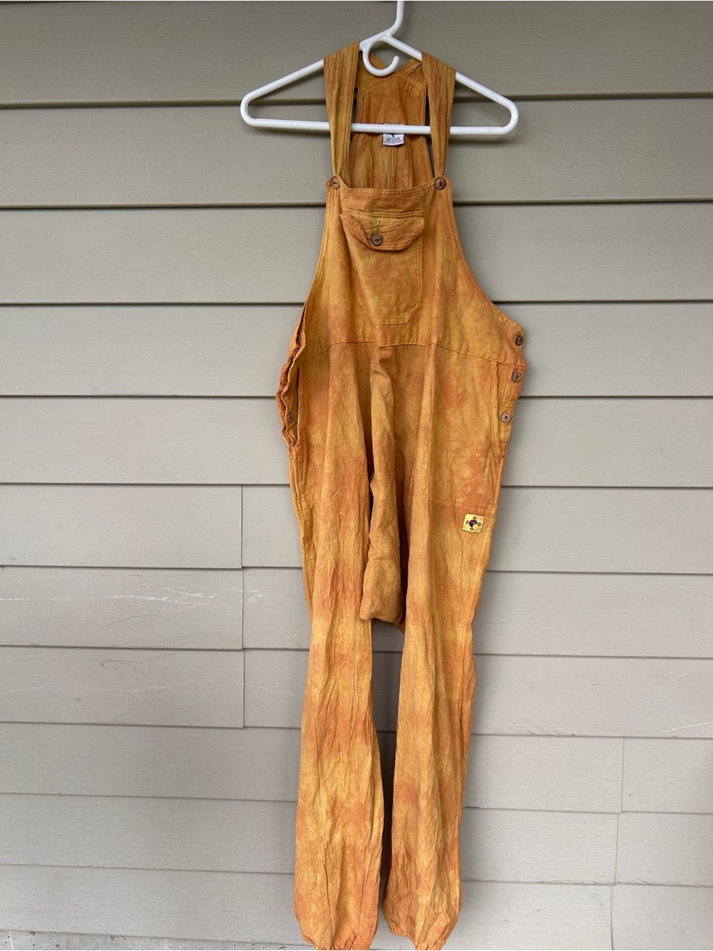 Women's Natural Fiber Orange Tie-Dye Overalls